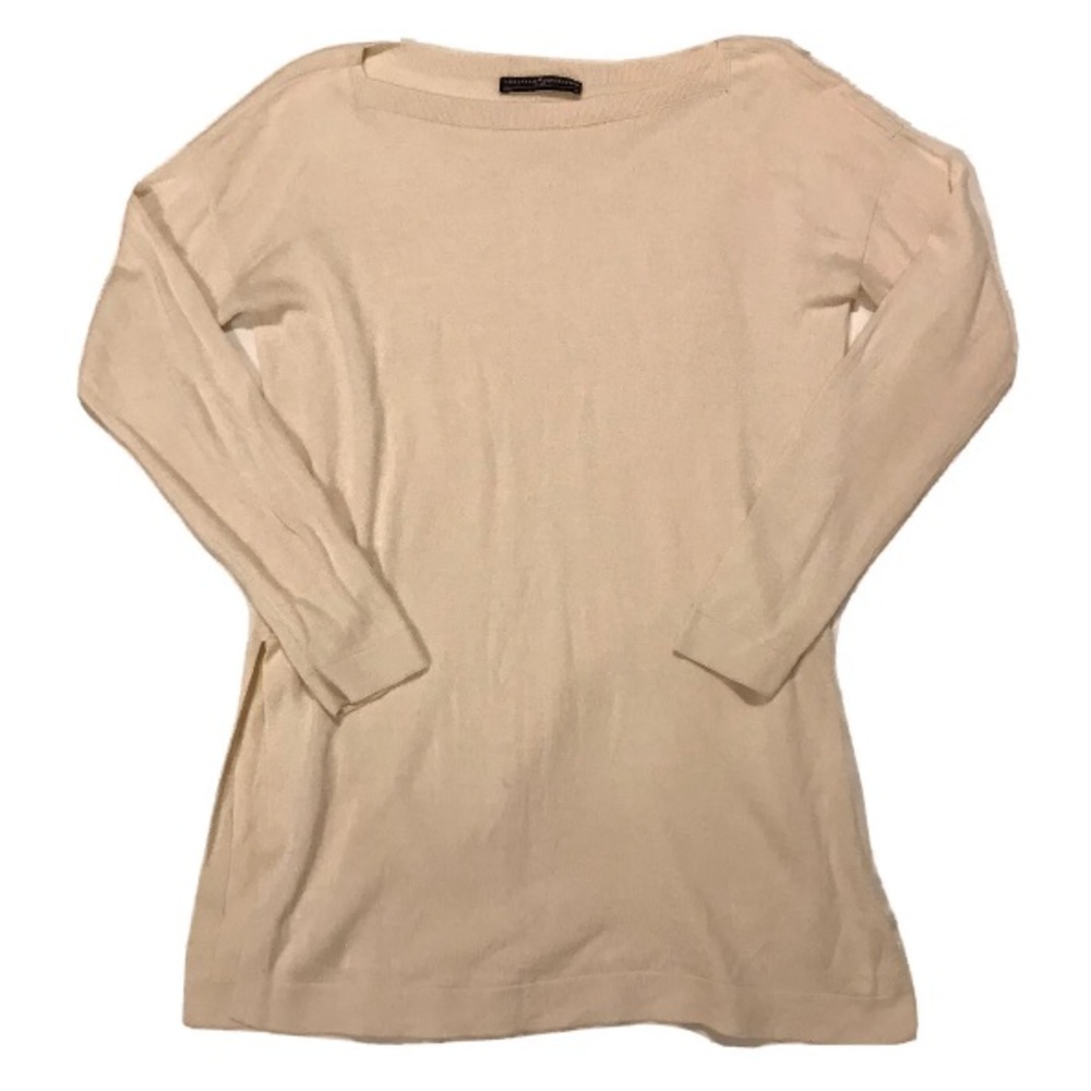 Peruvian Connection Knit Pima Cotton Boatneck Long Tunic Sweater Ivory